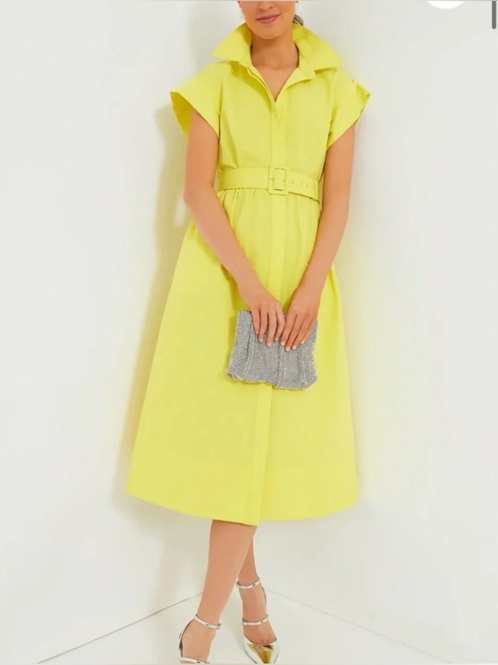 Tuckernuck Chloe Midi Shirt Dress in Citron Yellow Button Down Sz XL
